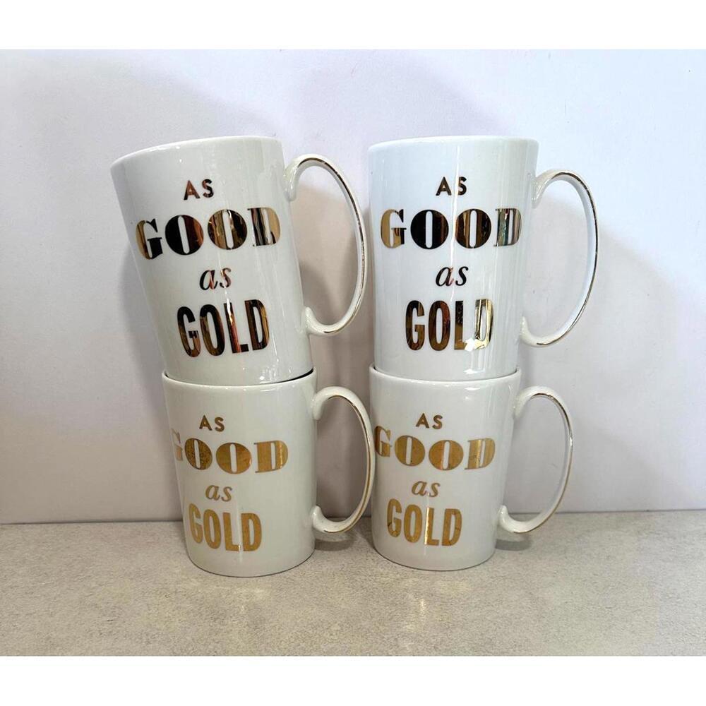 Kate Spade Lenox As Good As Gold Mug Set of 4 Simply Sparkling Collection